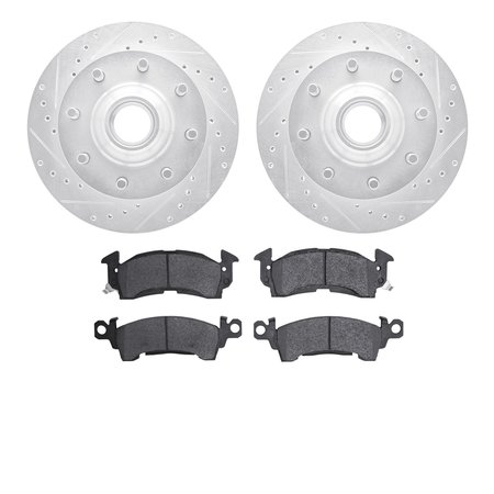 DYNAMIC FRICTION CO 7302-48002, Rotors-Drilled and Slotted-Silver with 3000 Series Ceramic Brake Pads, Zinc Coated 7302-48002